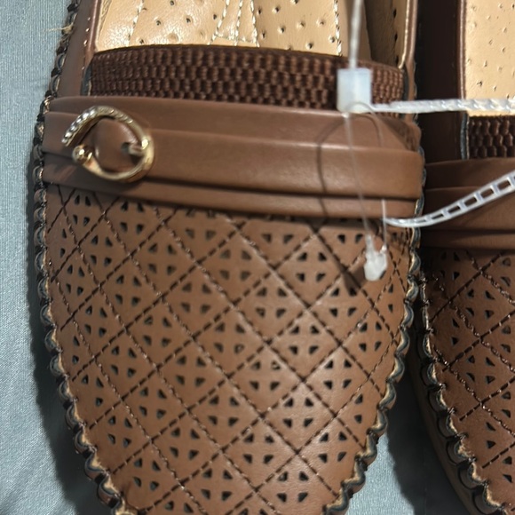 Brown Loafers with Perforated Design and Decorative Strap - Picture 9 of 13